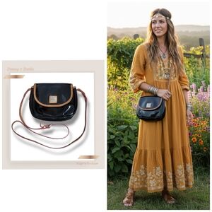 🌿Dooney & Bourke Vintage 1975 Black&Tan Patent Leather Crossbody Bag-READ. 1ST